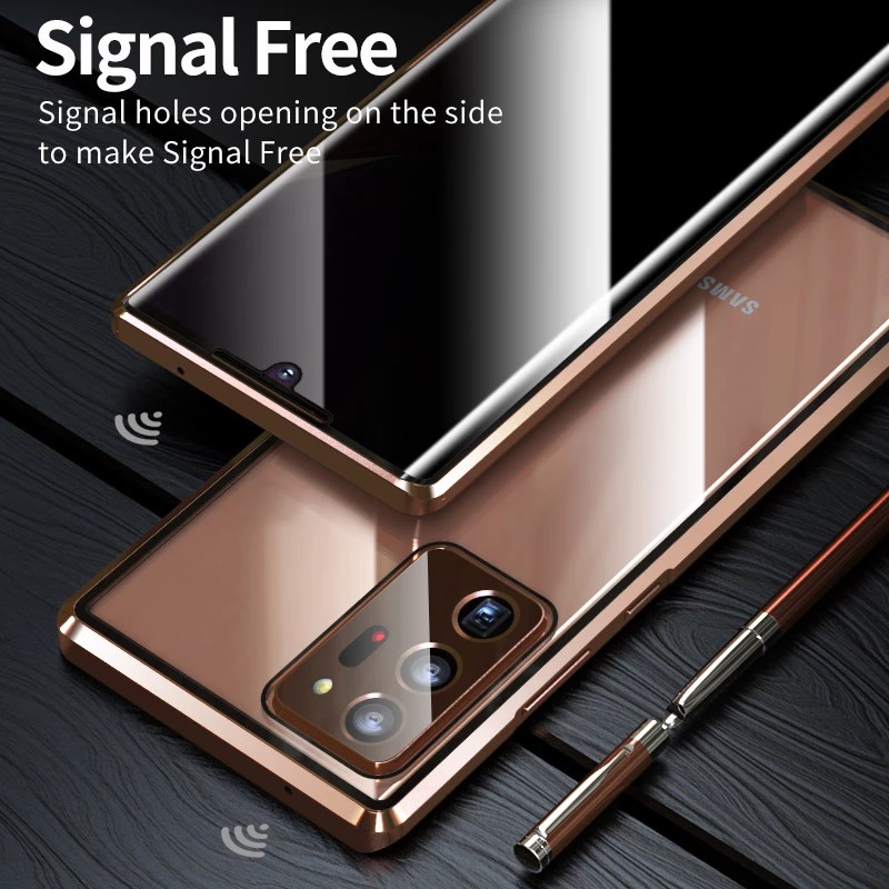 Ốp Điện Thoại Bảo Vệ Riêng Tư Cho Galaxy S21FE S20FE Note20⭐Ốp Điện Thoại Kính Cường Lực Hai Mặt Viền Kim Loại Nam Châm Cho Iphone⭐Ốp Điện Thoại Cho Samsung