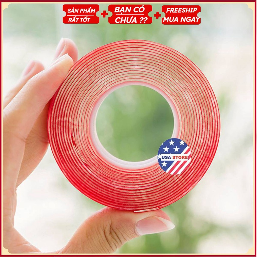 Cuộn Keo Dính Silicon 2 Mặt Siêu Dính J3 (LOẠI 1 MÀNG ĐỎ) - Dán Đa Năng Trong Suốt (Chọn Cỡ)