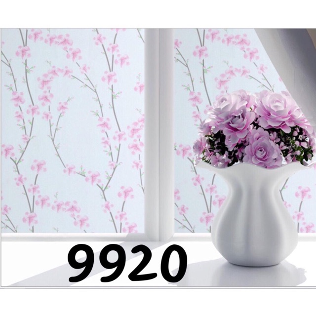 Giấy dán kính mờ hình cành đào hồng khổ 90cm mã 9920