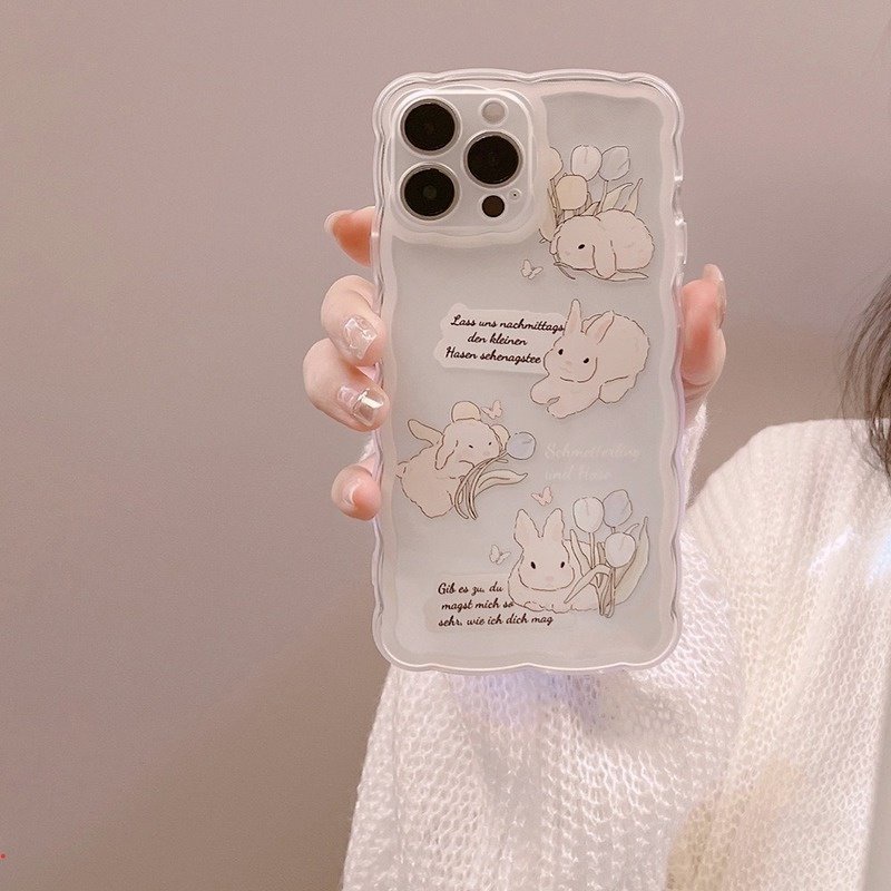 Ốp Điện Thoại Silicon Mềm Trong Suốt In Hình Thỏ Dễ Thương Cho Iphone 11 12 13 Pro MAX 7 8 Plus XR XS MAX X 12 Pro