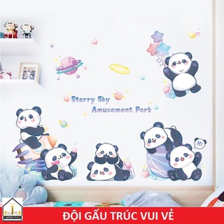 Decal dán tường GẤU TRÚC VUI VẺ ( MS005 ) - Decal trang trí
