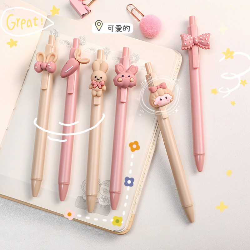 Bút Bi Mực Đen Ngòi 0.5mm Hình Thỏ Dễ Thương Cho Học Sinh/Văn Phòng