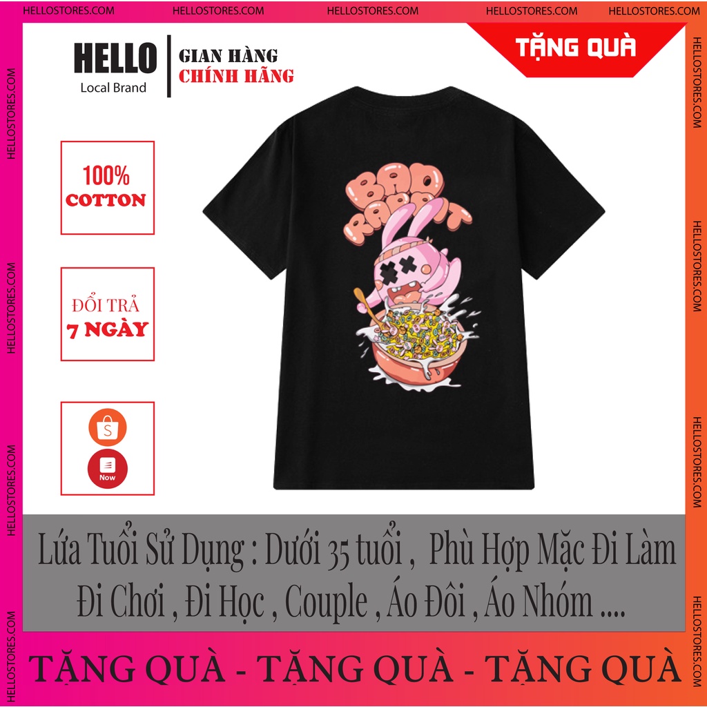 Áo thun localbrand HelloHouse nam nữ unisex - chất vải Cotton thoáng mát mềm mịn - Bad Rabbit_Ap065 | BigBuy360 - bigbuy360.vn