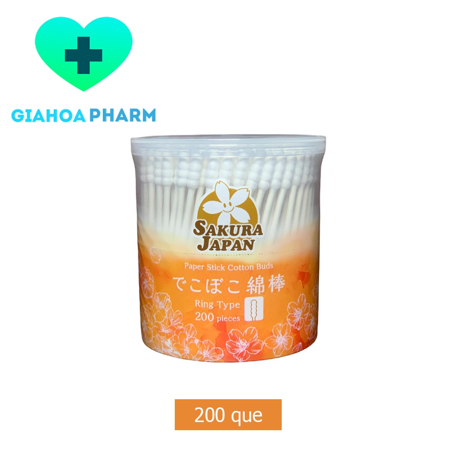 Tăm Bông Kháng Khuẩn Sakura Xoắn Tb03 Tiêu Chuẩn Nhật Bản (2 Đầu Xoắn) Lọ 200 Que - Người Lớn