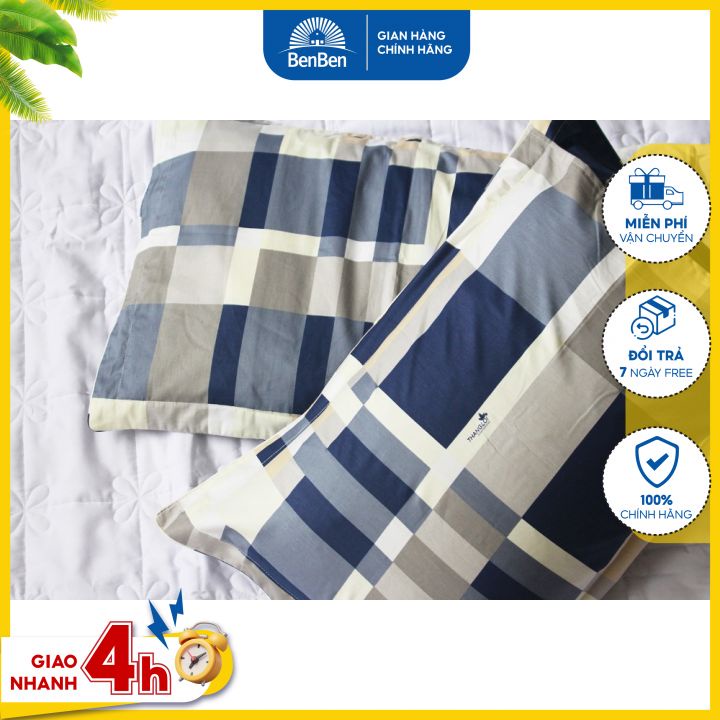 1 vỏ gối cotton TL size 50x70cm, áo gối hàng dày mịn mát cao cấp, chat chọn mẫu - Ben Ben