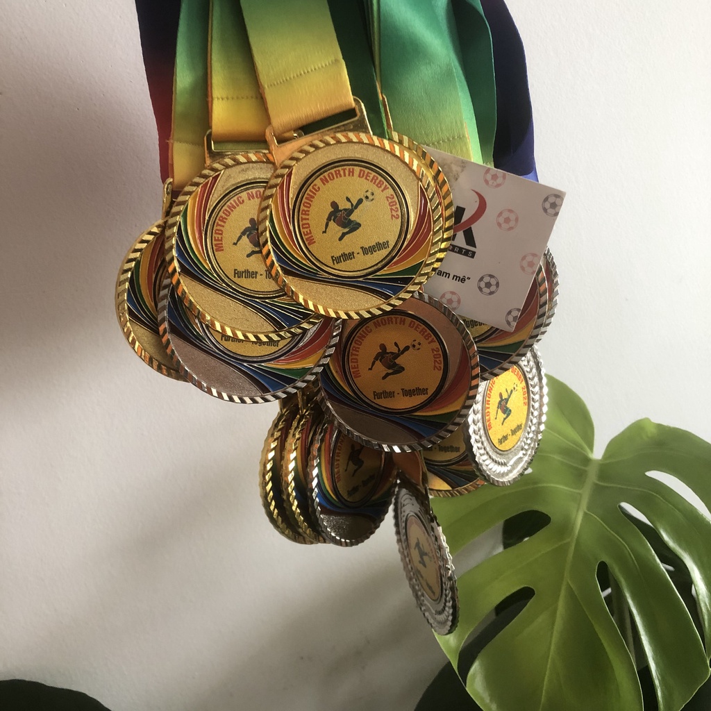 Huy chương thể thao ️🎖️ THIẾT KẾ MẶT HUY CHƯƠNG THEO YÊU CẦU🎖️ 3 màu vàng, bạc, đồng, kèm dây đeo.