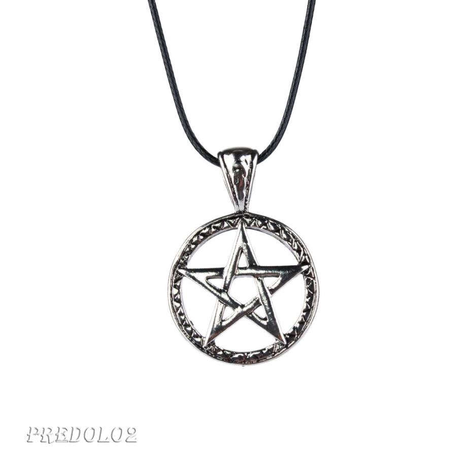 [PREDOLO2] Pentagram Pentacle Star Rune Norse Viking Pendant Necklace Antique Silver