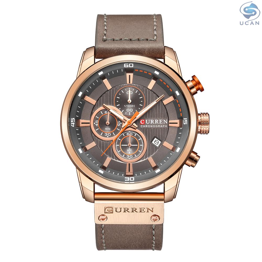 Đồng hồ analog máy quartz dây da chống thấm nước UCAN Curren