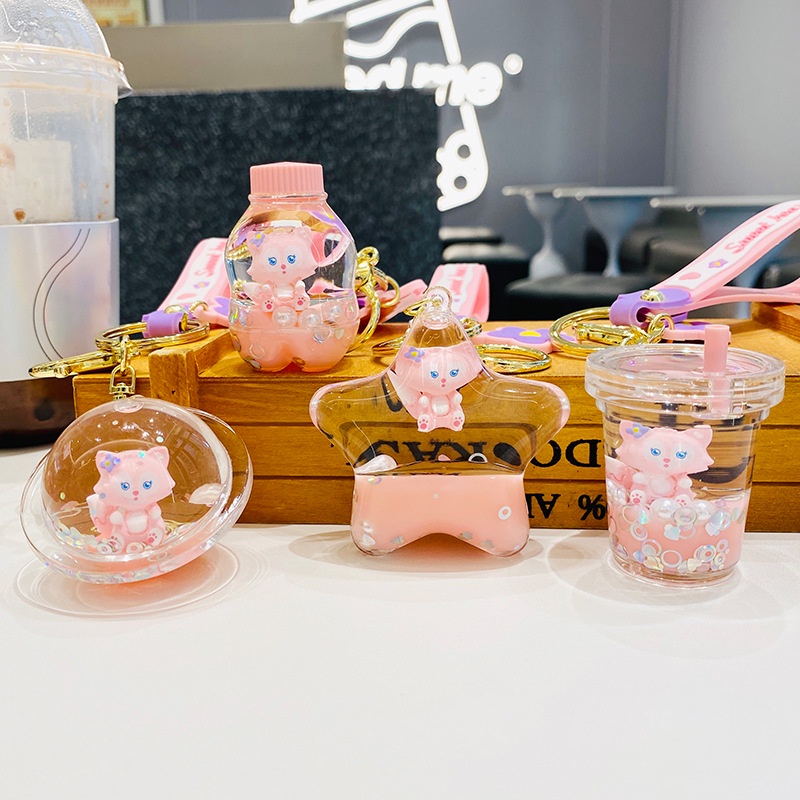 Móc Khóa Hình Chai Dầu Ngôi Sao Nổi Trên Mặt Nước nabel Trang Trí Balo Đi Học