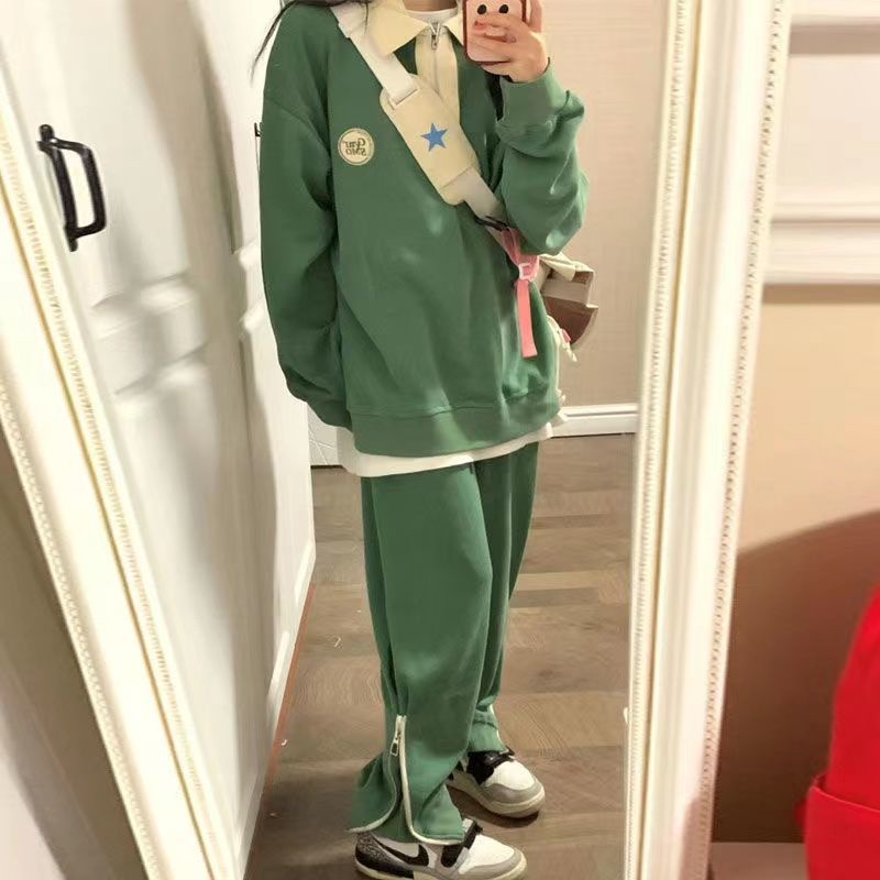 Áo Sweater Dáng Rộng Cổ Phối Khóa Kéo Nửa Phong Cách Hàn Quốc Thời Trang 2022