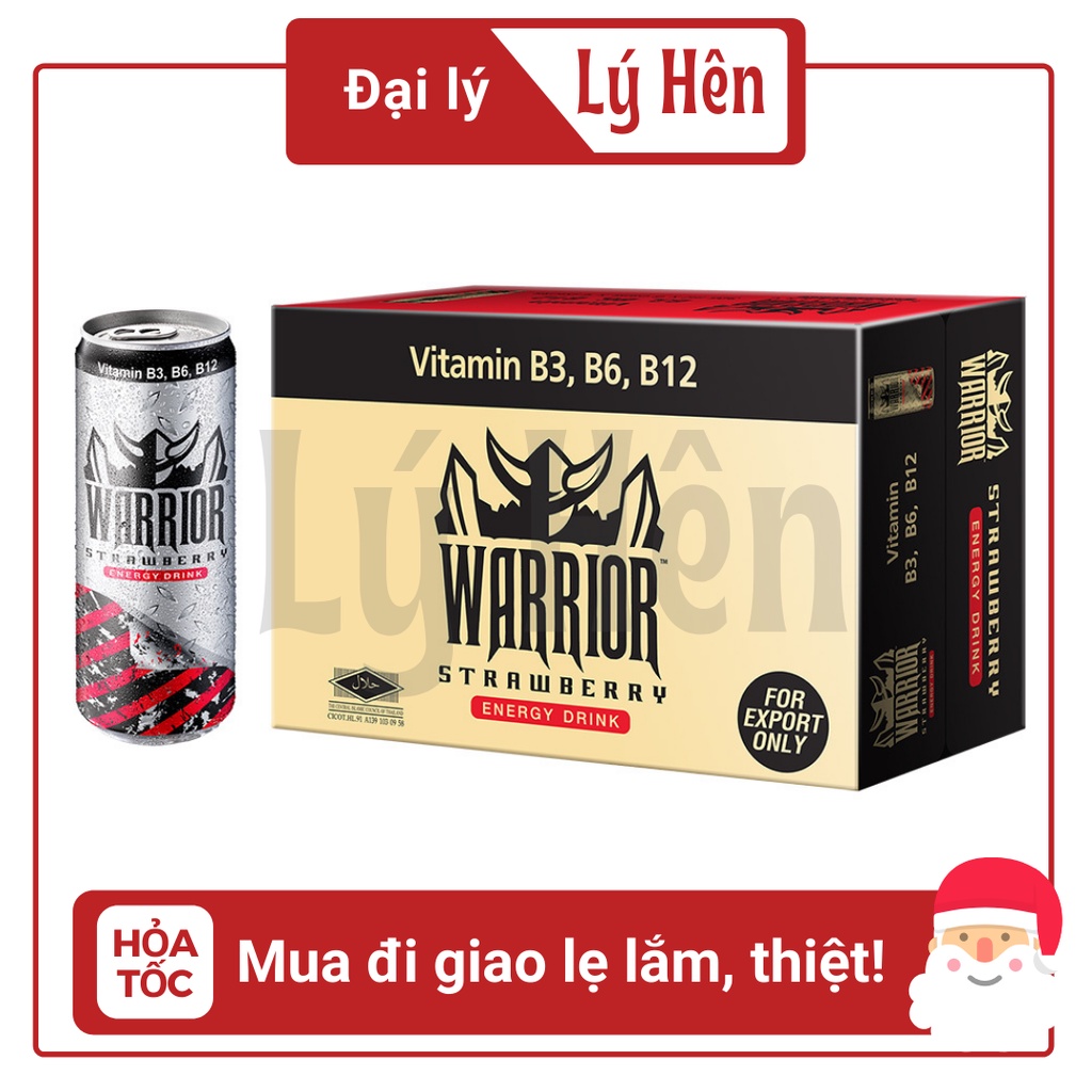 [Chỉ hỏa tốc] Thùng 24 Lon Nước Uống Tăng Lực Warrior Dâu Đỏ - Nho Tím Thái Lan Energy Drink Lon 325ml Date Luôn Mới