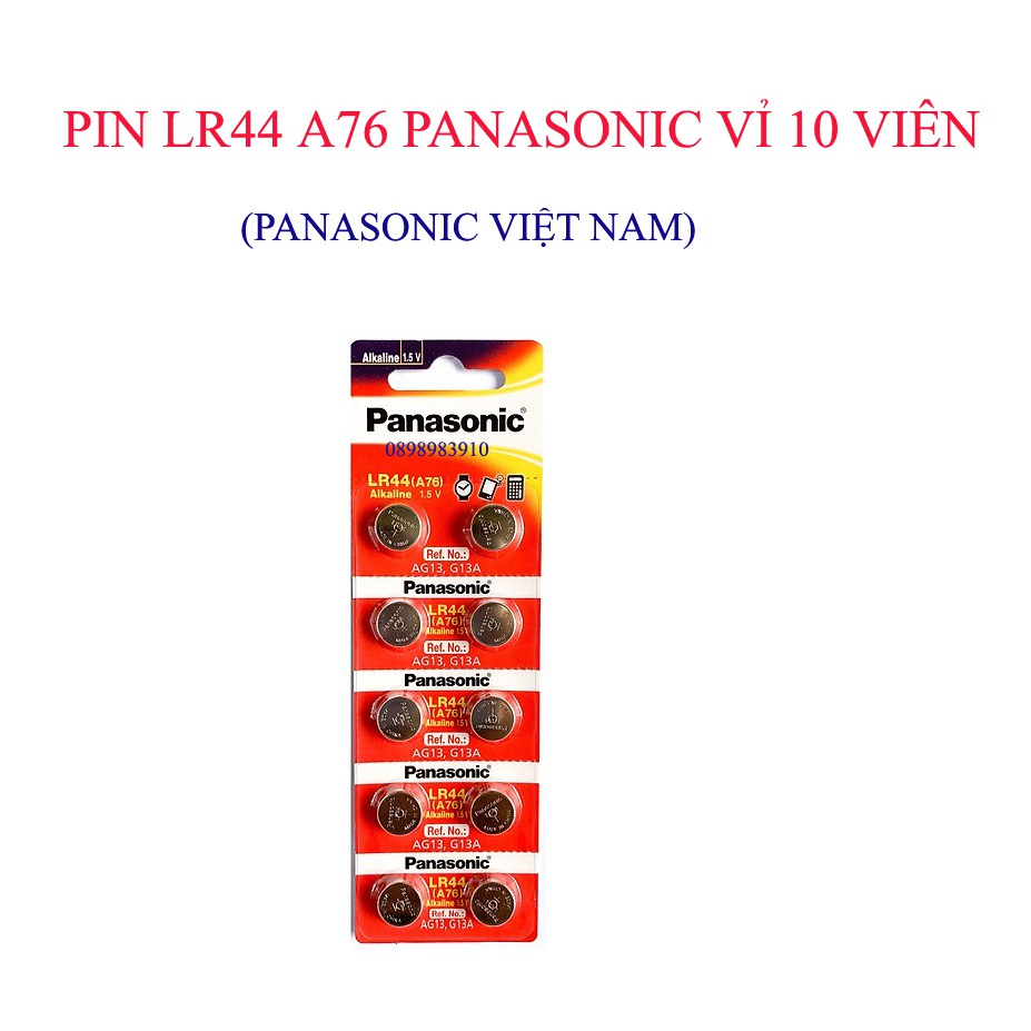 Pin LR44 Panasonic AG13 A76 vỉ 10 viên chính hãng