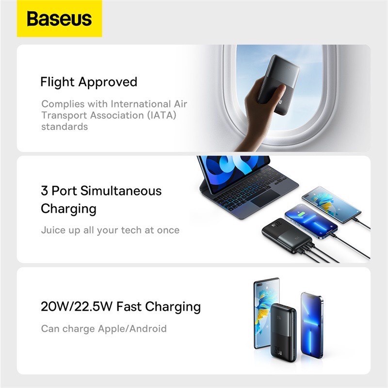Pin Sạc Dự Phòng Baseus Bl.Pow Pro Digital Display Fast Charge Power Bank 10000mAh 22.5W Mỏng Gọn Thời Trang