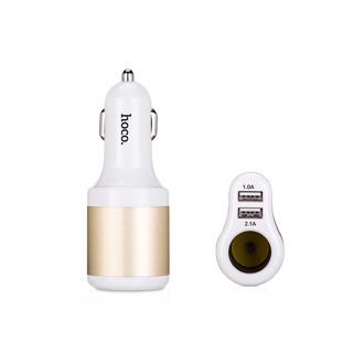 Hoco UC206-Tẩu sạc đôi kèm 2 cổng USB