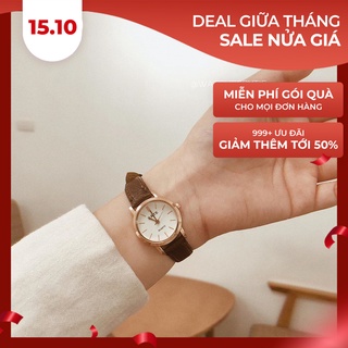 Đồng hồ nữ RATE mặt tròn [màu nâu mặt trắng] 22mm