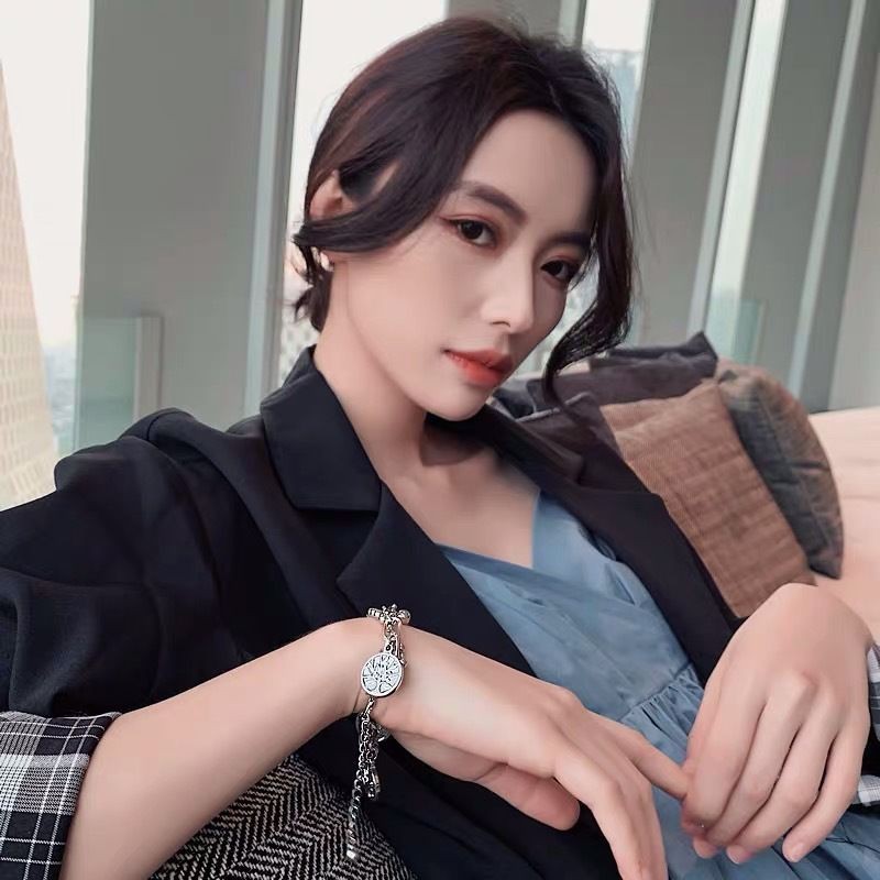 Korea ins Harajuku style net celebrity Double-layer Tree of Life Pendant Hip Hop Hundred Matching Ornaments Bracelet Cool Men and Women Trend