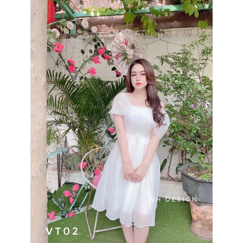 [ VT02 ] VÁY TRẮNG TK CÚP NGỰC
