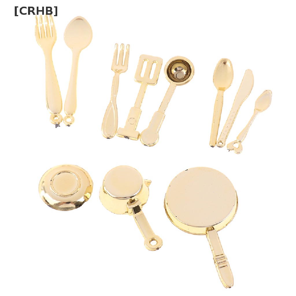 [CRHB] 1Set 1:12 Dollhouse Mini Pot Shovel Fork Spoon Tableware Kitchen Cookware Decor Hot Sell