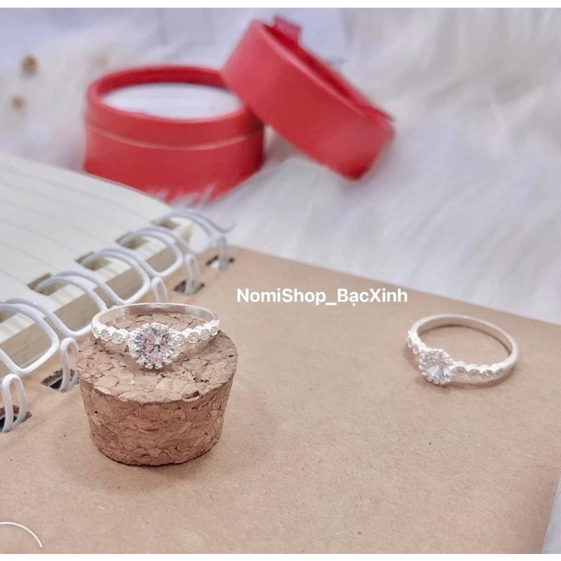 Nhẫn nữ đá nạm bạc ta đẹp nhẹ nhàng cuốn hút Mainomi Shop Bạc Xinh