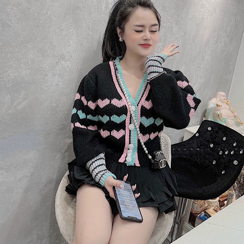 Áo Cardigan Len Tim Dáng Lỡ M0335-Violet
