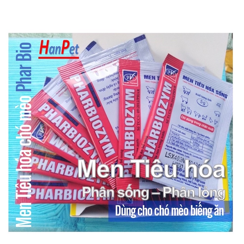 5 gói men tiêu hoá sống pharbiozym cho chó mèo
