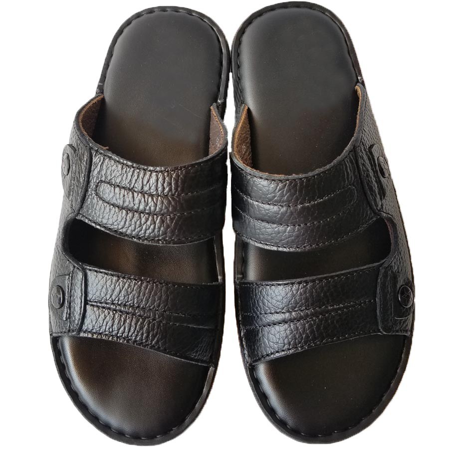 Dép Da Nam Da Bò Thật, Dép Nam Quai Ngang Da Bò Thật Cao Cấp HKT Shop DNA711