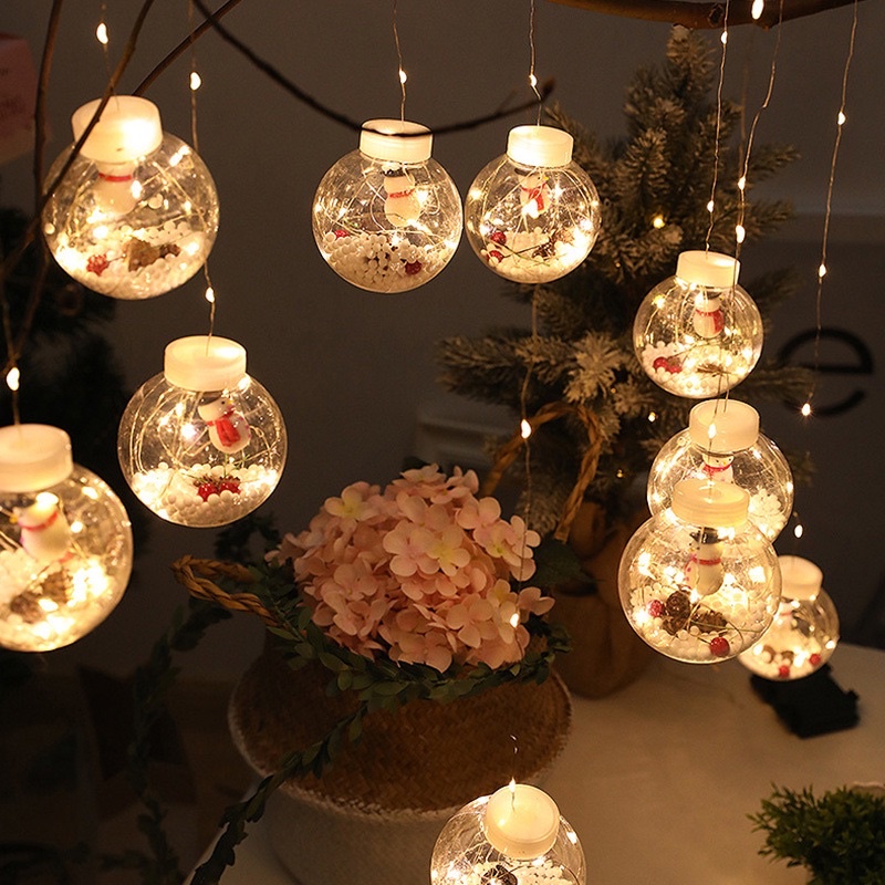 Đèn led đom đóm kèm 10 bóng noen 5 chế độ nháy hình ông già noen decor. Dây dài 3m 10 bóng so le siêu xinh. tặng dính.