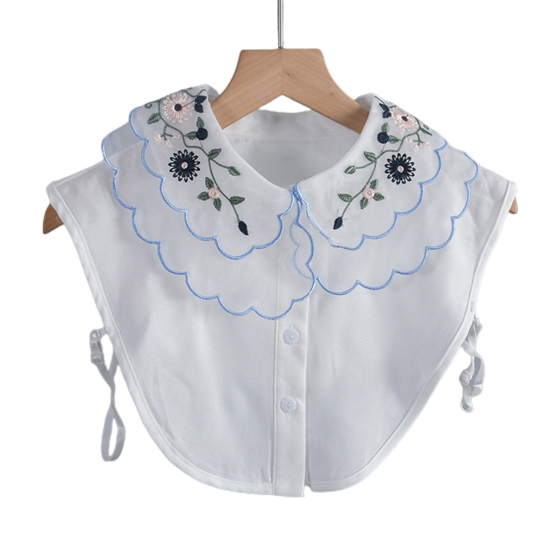 Áo Sơ Mi Lửng Cổ Bẻ Thêu Hoa Có Thể Tháo Rời Thời Trang Cho Nữ