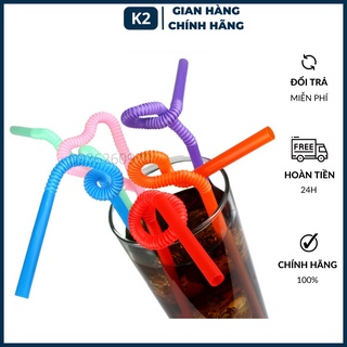 50 cái Ống hút nghệ thuật tạo hình loại 1, ống hút xoắn kiểu uốn dẻo 360 độ nhiều màu, tạo đủ mọi loại hình