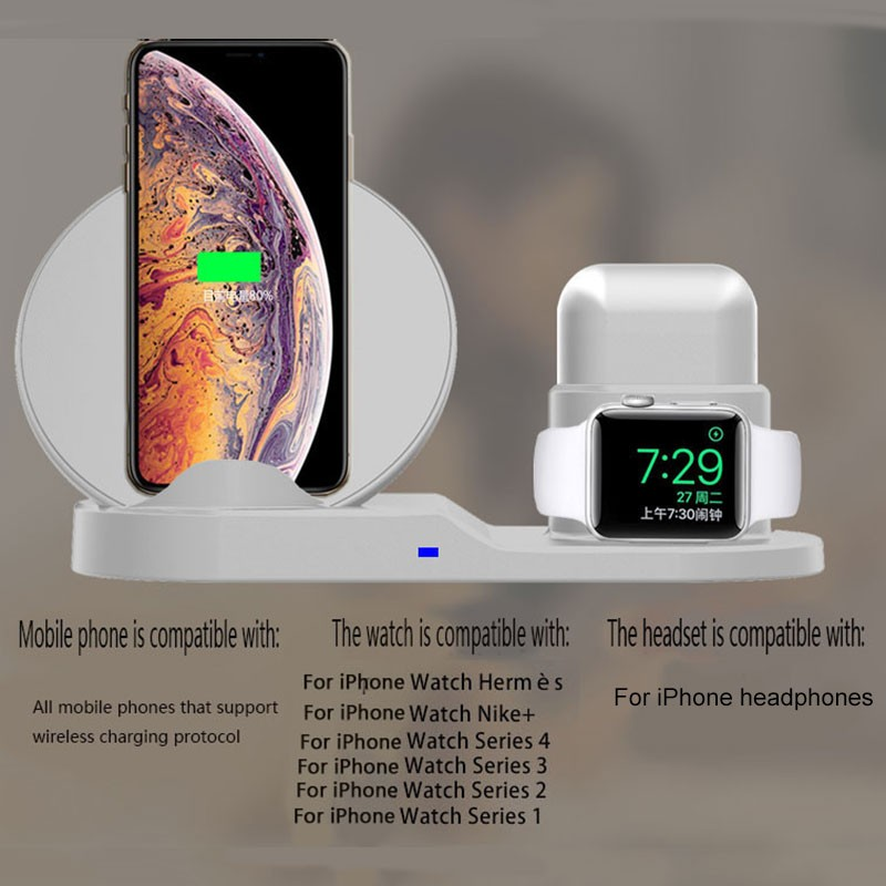 Đế Sạc Không Dây 3 Trong 1 10w Cho Apple / Huawei / Samsung / Xiaomi