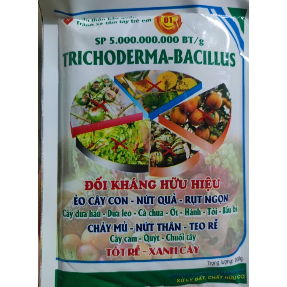 Hôp 15 gói Nấm TRICHODERMA-BACILLUS (100g)