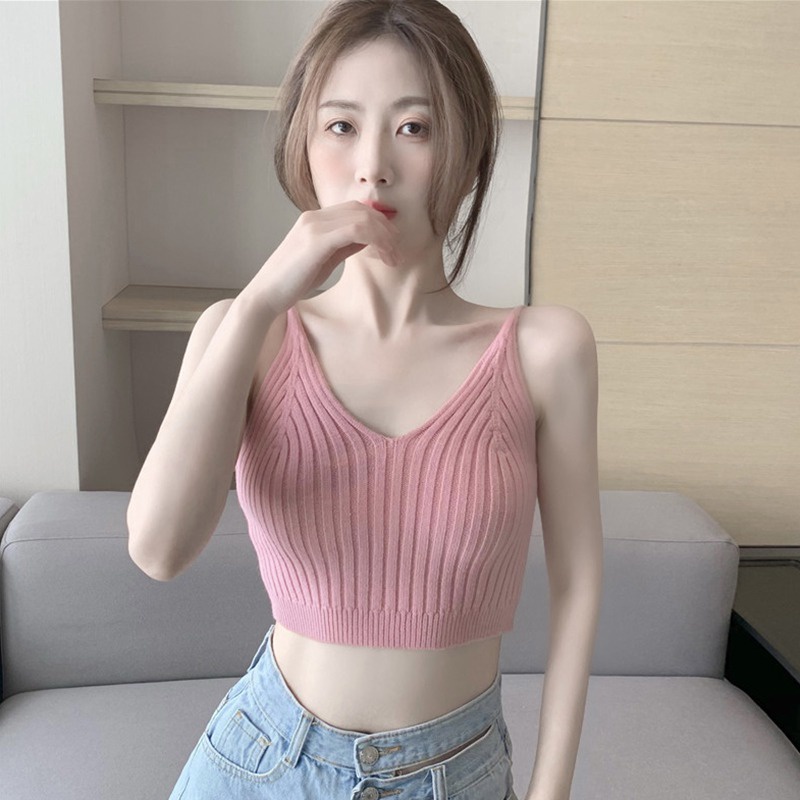 Áo Croptop Sát Nách Màu Sắc Đơn Giản Thiết Kế Ôm Sát Tôn Dáng