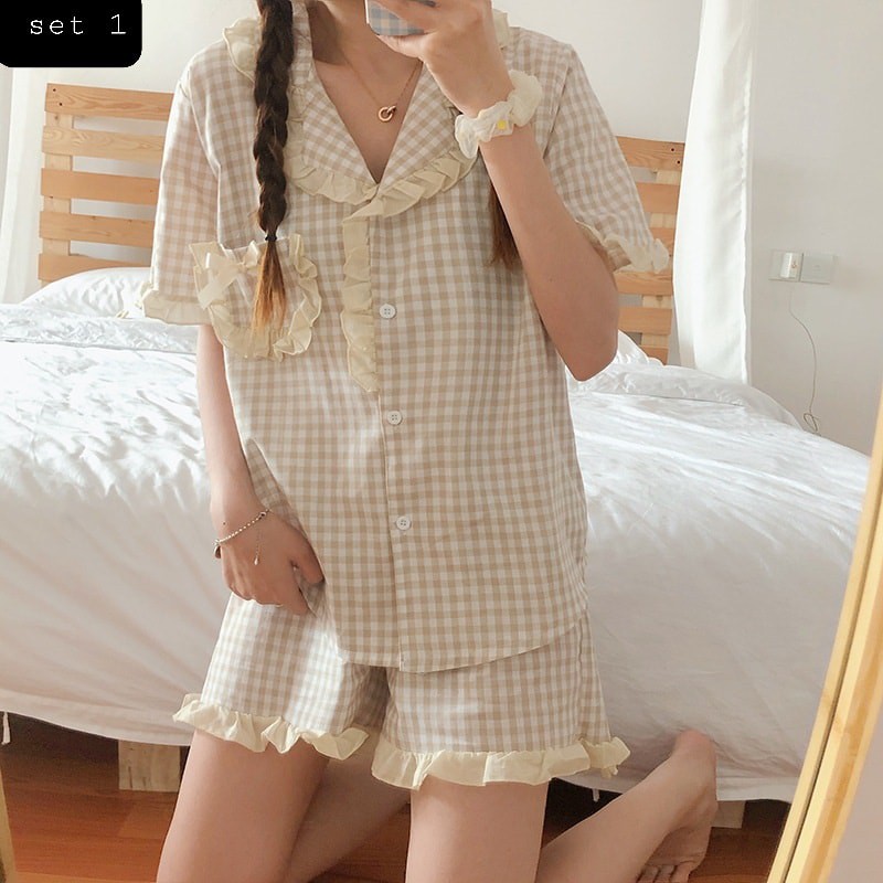 Pijama phong cách Hàn Quốc họa tiết dễ thương