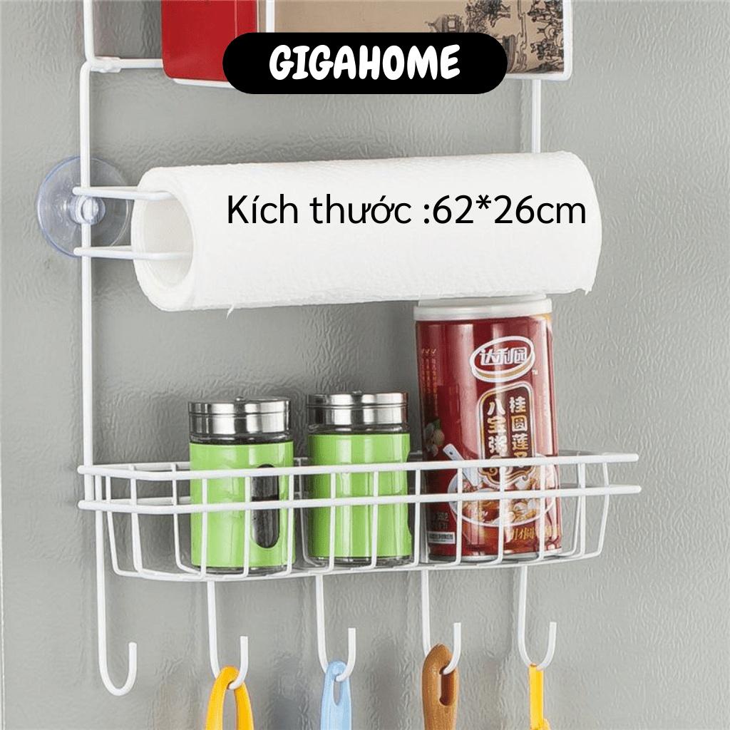 Kệ Treo Tủ Lạnh GIGAHOME Giá Bên Tủ Lạnh Kèm Móc Đa Năng Để Gia Vị, Đồ Dùng, Treo Khăn 6987