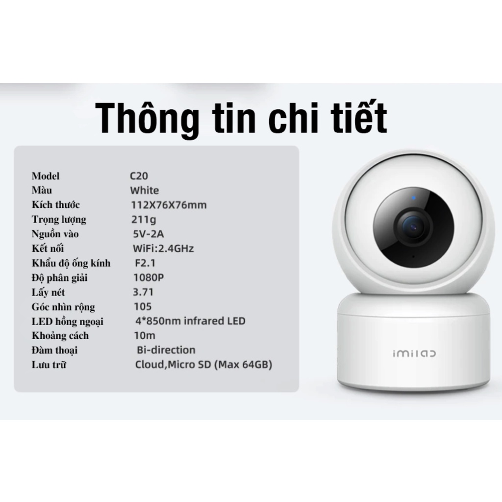 Siêu Rẽ | 1080 | Camera giám sát ip xoay Xiaomi C200 1080P Bản Quốc Tế - Chính Hãng - MiHouse