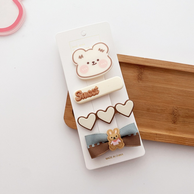 Set 4 Kẹp Tóc Nơ Hoạt Hình Dễ Thương Cho Bé Gái