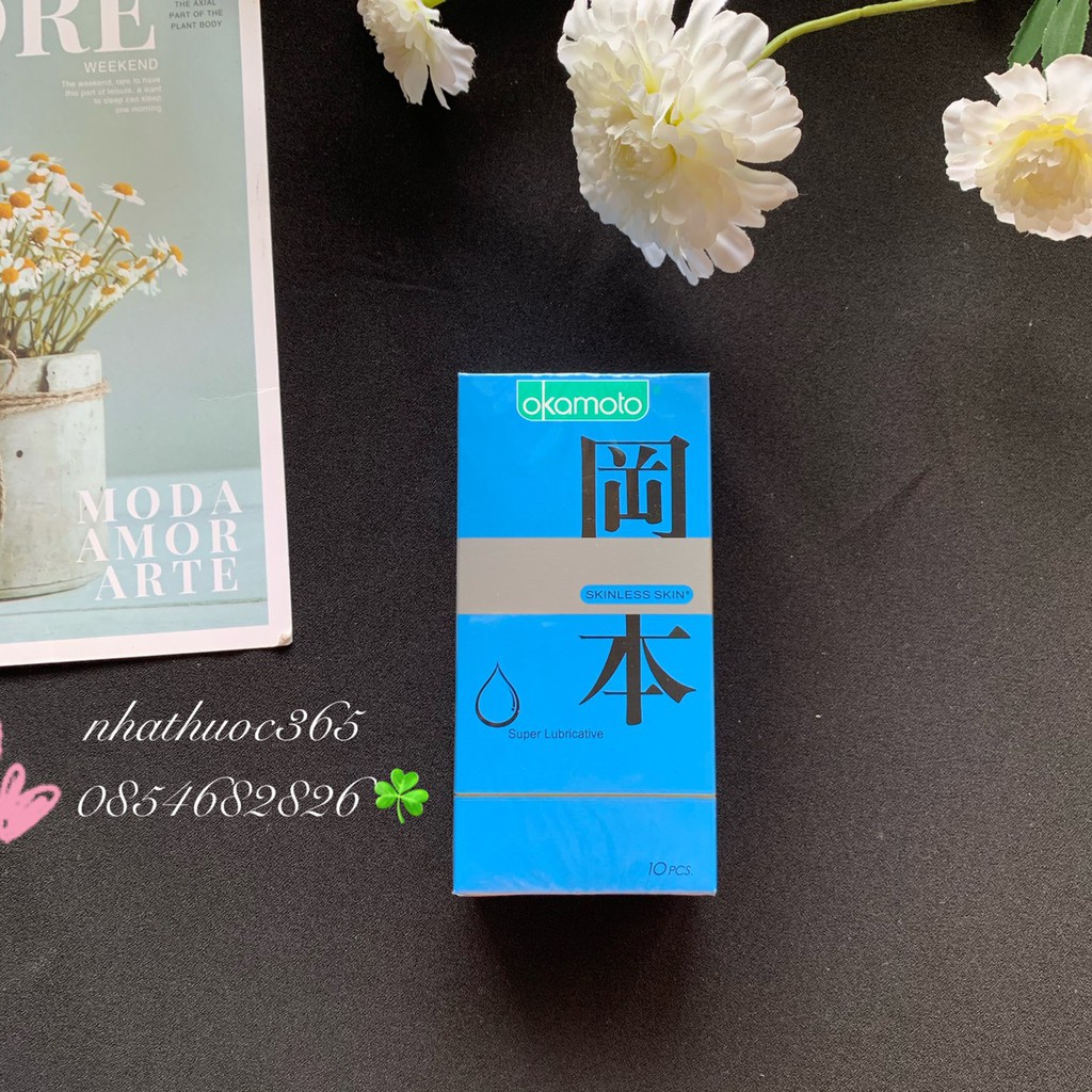 Bao cao su Okamoto Super Lubricative nhiều gel bôi trơn hộp 10 chiếc