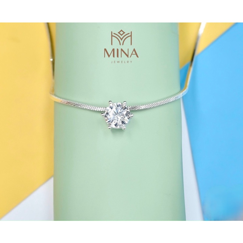 Mặt dây chuyền bạc nữ viên chủ 6 li cao cấp - Mina Jewelry cam kết chuẩn bạc 028