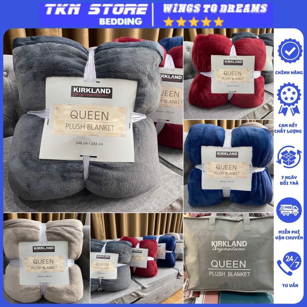 Chăn Lông Thỏ Kirkland Qeen 3,2kg, Mềm Lông Thỏ Kirkland Qeen Cao Cấp kích thước 2m38x2m43 Chuẩn Xuất Khẩu