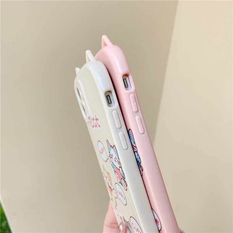 Ốp điện thoại tpu kiểu dáng tai mèo sáng tạo cho iPhone 12 11 Pro Max X Xs Max Xr 8 7 Plus
 | BigBuy360 - bigbuy360.vn