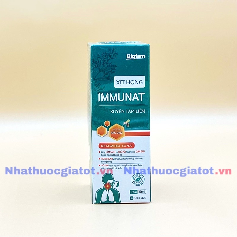 Xịt Họng Thảo Dược Xuyên Tâm Liên IMMUNAT BIGFAM Hỗ Trợ Giảm Đau Họng Ho Khàn Tiếng