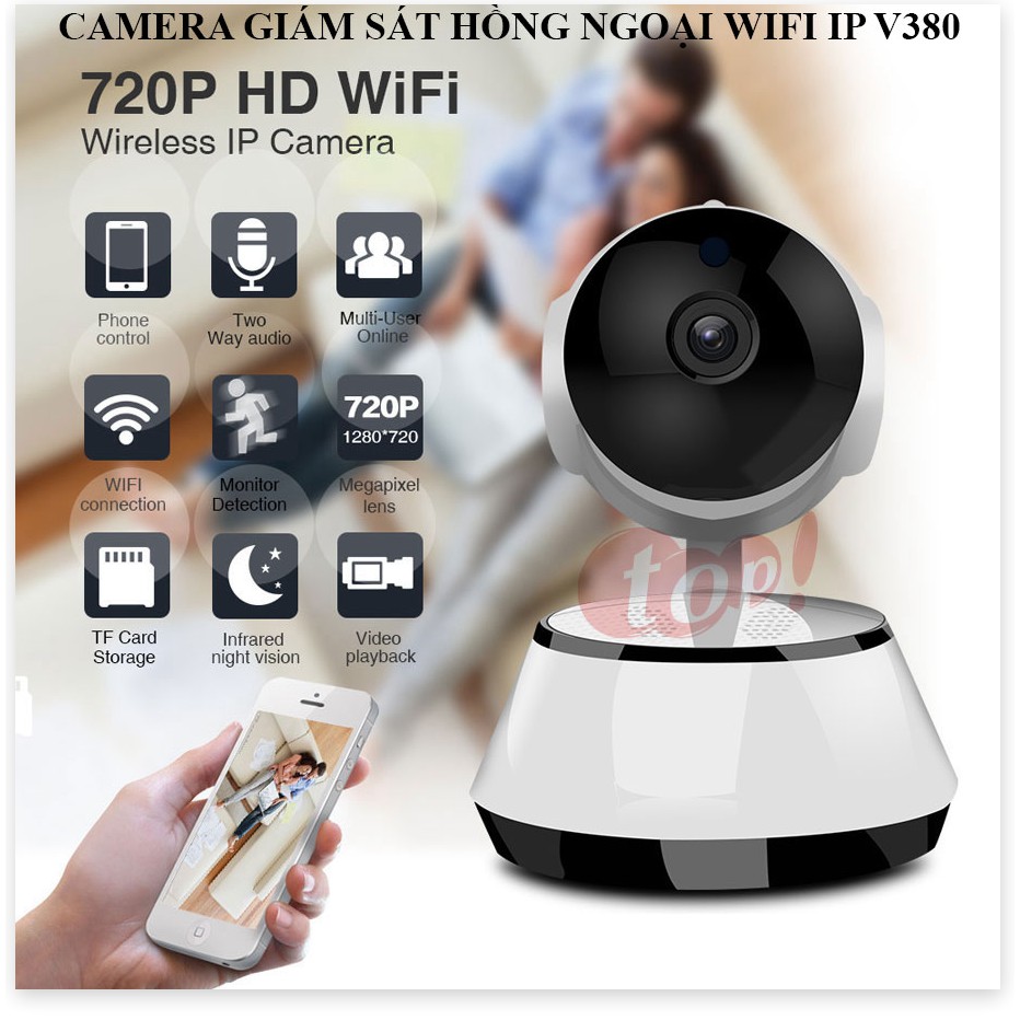 Camera Không Dây Giá Rẻ V380 ✔Chính Hãng✔️ Kết nối không dây qua điện thoại, Đàm thoại 2 chiều, Xoay 360.