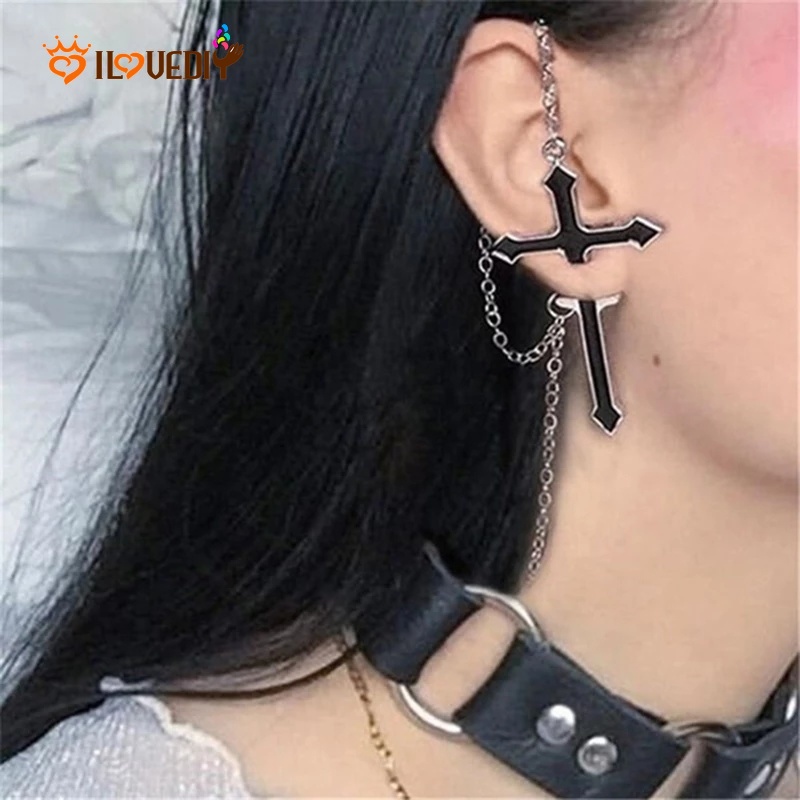 1 Đôi Hoa Tai Dài Hình Thánh Giá Cá Tính Cho Nữ