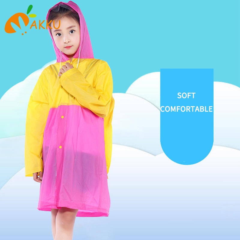 Áo Mưa PVC Dáng Dài Họa Tiết Hoạt Hình Xinh Xắn Dành Cho Bé