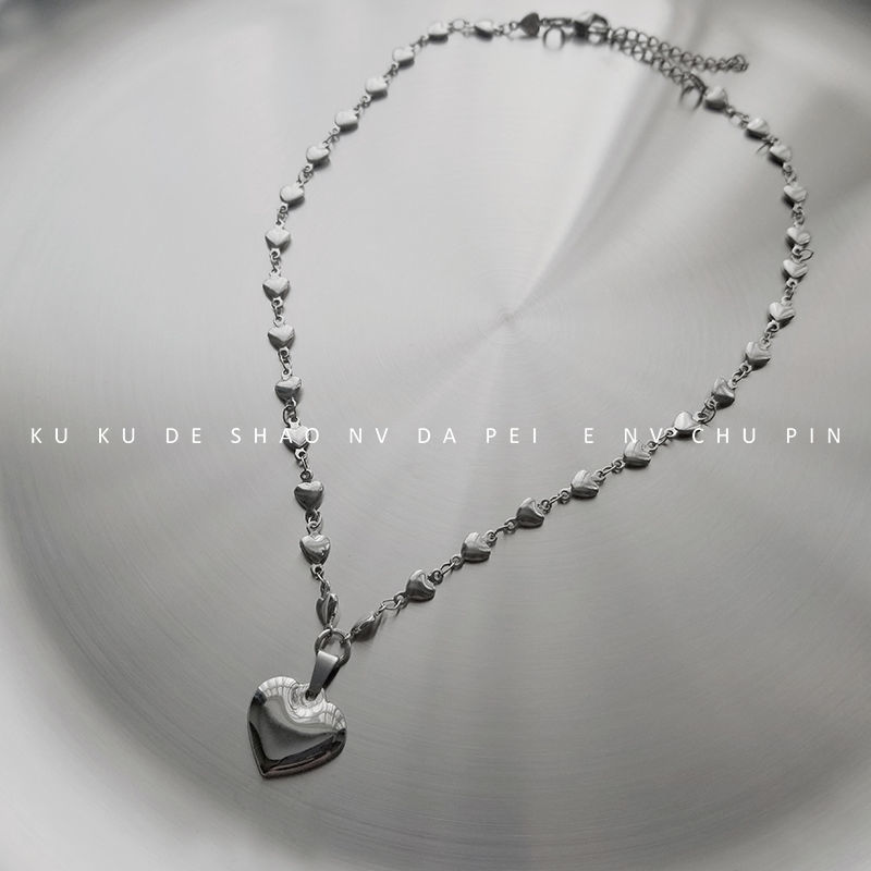 Vòng cổ mặt hình trái tim bằng thép không gỉ thời trang