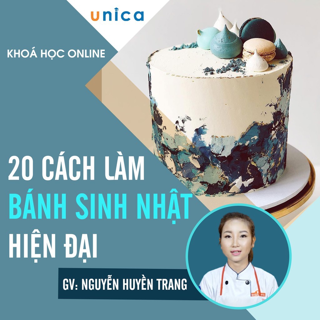 [Voucher-FULL Khóa học online] 20 cách làm bánh sinh nhật-công thức nấu bakery kem món ăn bếp quy tết cake bột mì cup bé