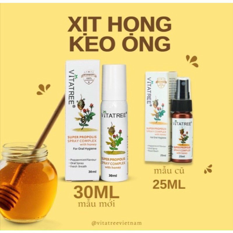 Chai xịt giảm đau họng keo ong Vitatree 30ml (Úc)