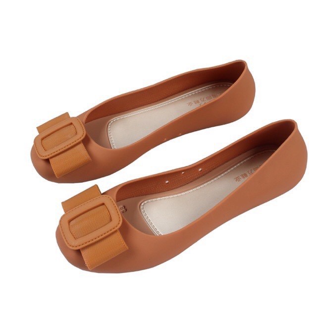 Giày búp bê nữ hựa thơm đi mưa đính nơ xinh xắn - Hàng QC cao cấp GN6