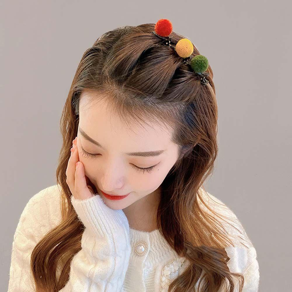 Kẹp Tóc Mái Đính Bóng Lông Nhung Phong Cách Hàn Quốc Thanh Lịch