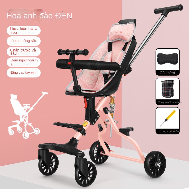 ✁ↂ✔Đi bộ tạo tác em bé Xe đẩy bốn bánh đơn giản gấp gọn nhẹ Xe đạp trẻ em du lịch mới mang